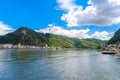 Burg castle Katz near Rhein Rhine river in Sankt Goarshausen, Loreley Lorelei, Rhein-Lahn-Kreis, Rhineland-Palatinate, Rheinland- Royalty Free Stock Photo