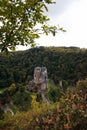 Panoramic view of Burg Eltz castle in autumn Royalty Free Stock Photo