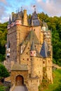 Burg Eltz castle in Rhineland-Palatinate at sunset Royalty Free Stock Photo