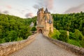 Burg Eltz castle in Rhineland-Palatinate at sunset