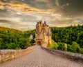 Burg Eltz castle in Rhineland-Palatinate at sunset Royalty Free Stock Photo