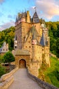 Burg Eltz castle in Rhineland-Palatinate at sunset