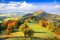 Burg Hohenzollern - Autumn landscape in the Swabian Alps, Germany Royalty Free Stock Photo