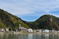 Rhine River view with Burg Katz at Loreleystadt St. Goarshausen Goar