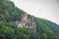 Burg Rheinstein overlooking valley of river Rhein in Germany