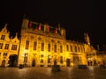 Burg square with the City Hall by night, Bruges, Belgium Royalty Free Stock Photo