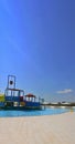 BURGAS AQUA PARK, BULGARY - 07.2019. An image of a colorful children playground, sliders, aqua park, water park Royalty Free Stock Photo