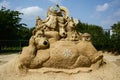 Festival of Sand Sculptures `Tales of Sand` in the Sea Garden of the city of Burgas. Masha and the Bear