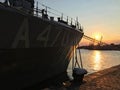 BURGAS, BULGARIA - JULY 17, 2020: NATO ships at the port of Burgas to participate in the BRIZ 2020 naval exercise Royalty Free Stock Photo