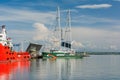 Greenpeace Rainbow Warrior sailing ship at the Port of Burgas, Bulgaria.