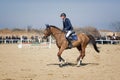 BURGAS, BULGARIA - March 4, 2017: Action shot of jockeys in horse race