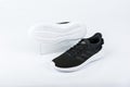 BURGAS, BULGARIA - MARCH 8, 2019: Adidas Women`s Essentials Cloudfoam QT Flex Shoes Black on white background