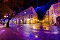 Burgas city, Bulgaria - December 10, 2012. Christmas decoration at night