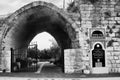 Ruins, in black and white, of Burge (Burj) Binyamina in the Sharon Plain 1 km south of Binyamina Israel