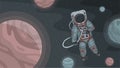 Astronaut in an outer space, alone between planets