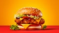 Snack meal meat food cheese hamburger grill sandwich bread burger bun lettuce