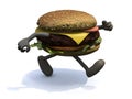 Burger with arms and legs that running