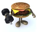 Burger with arms and legs weight training