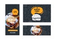 Burger banners set, menu with doodle icons and burger photo, fast food background, chackboard cafe design, grill Royalty Free Stock Photo