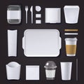 Burger Bar Packaging Realistic Set