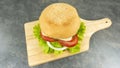 Burger beef cheese props decoration with Green salad Royalty Free Stock Photo