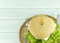 Burger beef cheese props decoration with Green salad Royalty Free Stock Photo