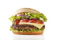 Burger with beef and cheese on white background Royalty Free Stock Photo