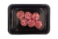 Burger beef veal cutlets in black packaging