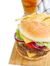 Burger with beer Royalty Free Stock Photo