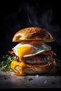 Burger on a brioche bun. Generative AI Royalty Free Stock Photo