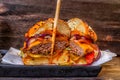 Burger bun beef cheese iceberg Royalty Free Stock Photo