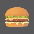 Burger cartoon fast food . cheeseburger or hamburger vector illustration. Fat Royalty Free Stock Photo