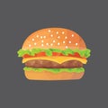 Burger cartoon fast food . cheeseburger or hamburger vector illustration. Fat Royalty Free Stock Photo