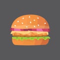 Burger cartoon fast food . cheeseburger or hamburger vector illustration. Royalty Free Stock Photo