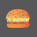 Burger cartoon fast food . cheeseburger or hamburger vector illustration. Fat bad Royalty Free Stock Photo