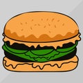 Vector burger sketch isolated illustration Royalty Free Stock Photo