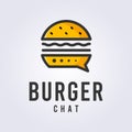 burger chat, chatting logo vector illustration design, food chatting logo, creative logo design