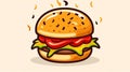 Burger cheese with fire cartoon vector icon illustration. food object icon concept isolated premium, AI generated