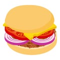 Burger cheese icon, isometric 3d style