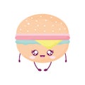 Burger with cheese kawaii food style