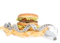 Burger cheeseburger meal with french fries Royalty Free Stock Photo