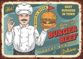 Burger chef vintage poster colorful