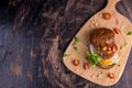 Burger with cherry tomato, green sprout and fried egg Royalty Free Stock Photo