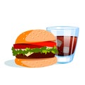 Burger with cold drink.