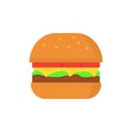 Burger color icon. Simple line, outline vector of fast foot icons for ui and ux, website or mobile application