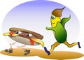 Burger and corn running