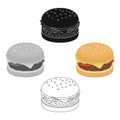 Burger with cutlet and slabom. Bar food with beer. Pub single icon in cartoon,black style vector symbol stock