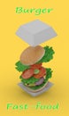 Burger 3d package mockup render model Royalty Free Stock Photo