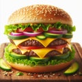 Burger a delicious food with beef cheese and vegtables