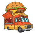 Burger delivery truck sticker colorful